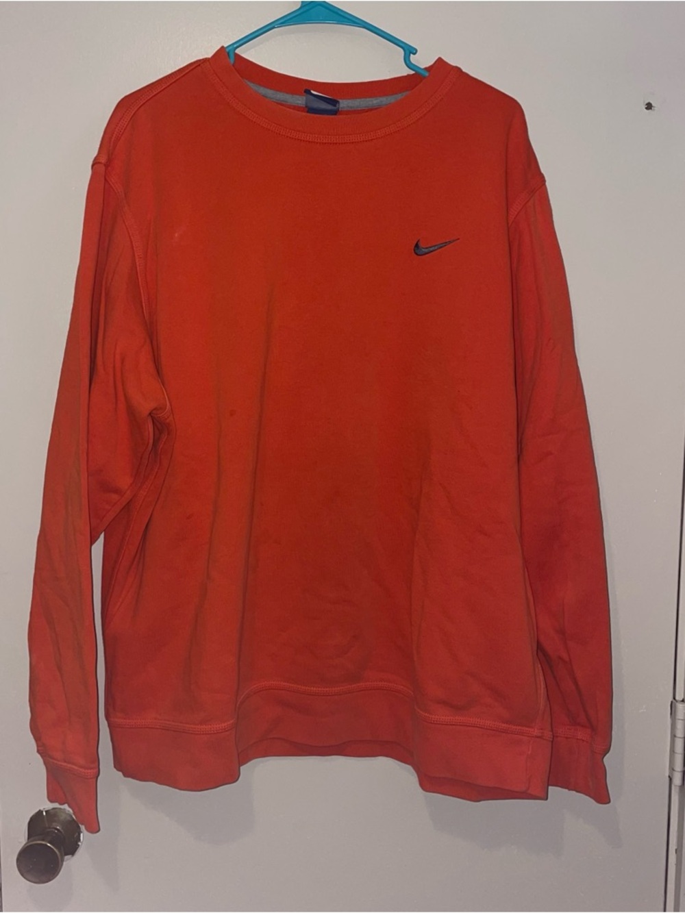 Nike Orange Crewneck Sweatshirt with Black Swoosh
